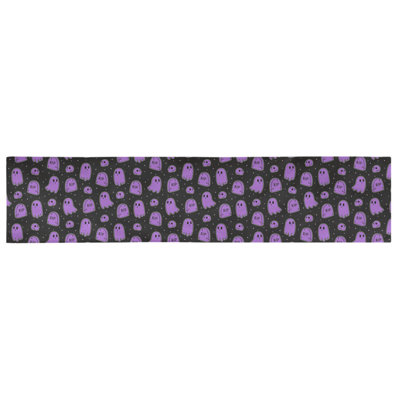 Chemin de table ghost Avicia, 91,5 po x 17,5 po, Noir / Mauve, Polyester