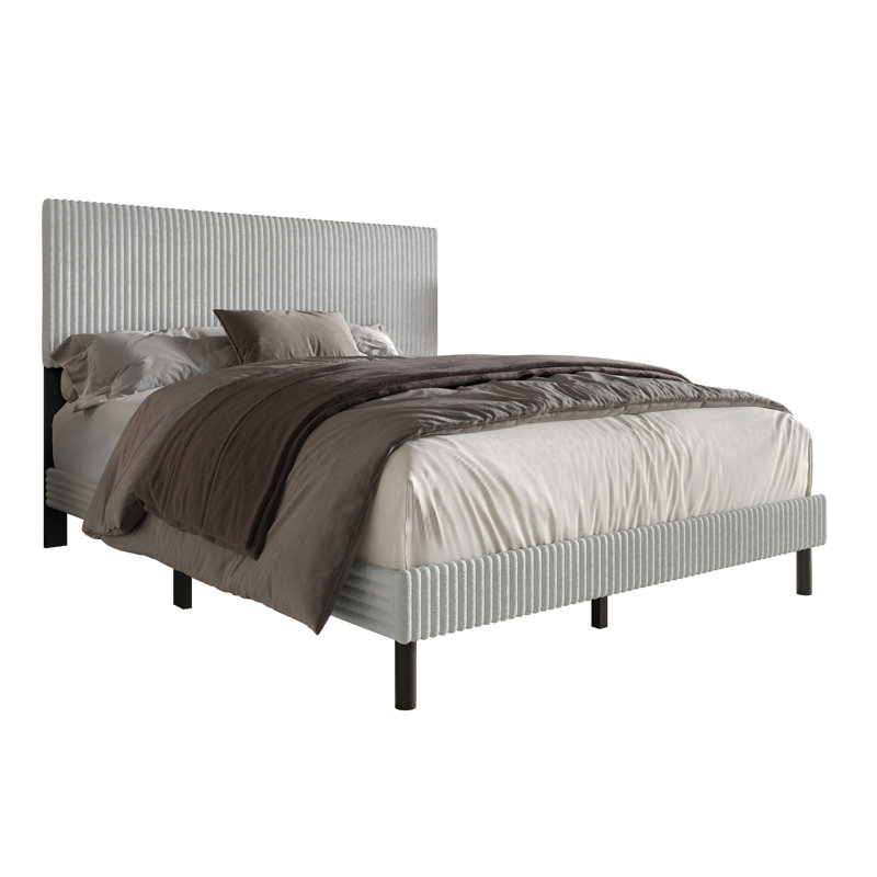 Osceola Upholstered Panel Bed, Light Gray, Twin