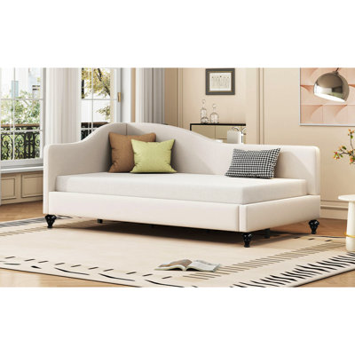 L-Shaped Linen Daybed, With Solid Wood Legs