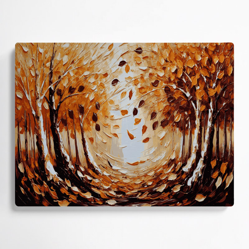 Halloween, feuilles d'automne et arbres, art mural en métal brun, H 11 po x l 14 po