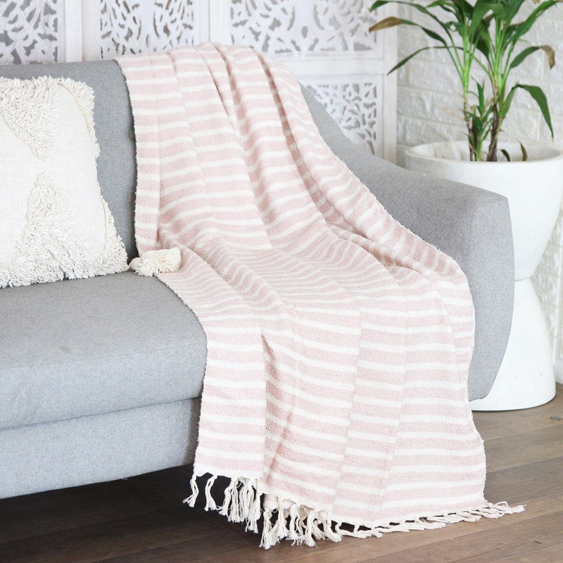 Hand Woven Throw Blanket, Pink