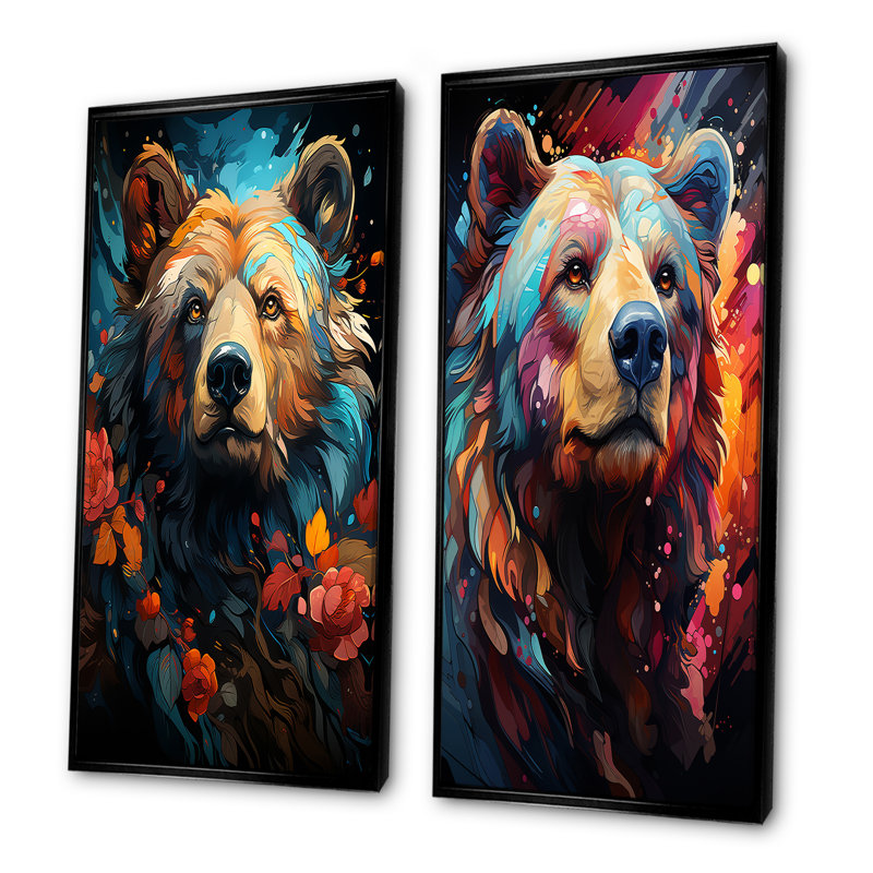 Pop Art - Pop Art Grizzly - popularité, Cadre flottant noir, H 28 po x l 25 po