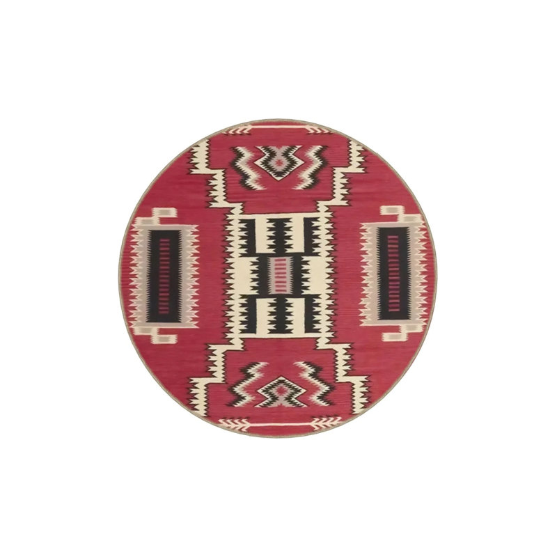 Red Themed Figure Motif Ethnic Patterned Vintage Decorative Carpet, Rectangle 5'2" x 7'7"