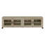 Meuble TV Heron en pin vieilli de 79 pouces (200 cm) pour téléviseurs jusqu'à 85 pouces (216 cm), console multimédia en bois d'ingénierie avec étagères réglables et portes vitrées-972771310