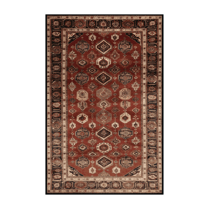 Machine Washable Persian Brown Area Rug, Rectangle 5' x 7'