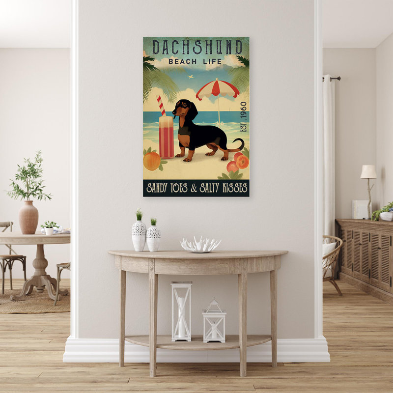 «Kywanna Dachshund Beach Life», impression sur toile, H 36 po x l 24 po x P 1,25 po