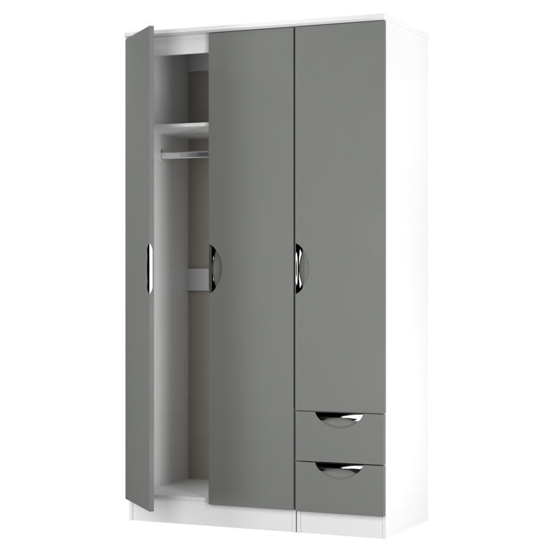 Bhodhini Manufactured Wood Wardrobe, Grey/White