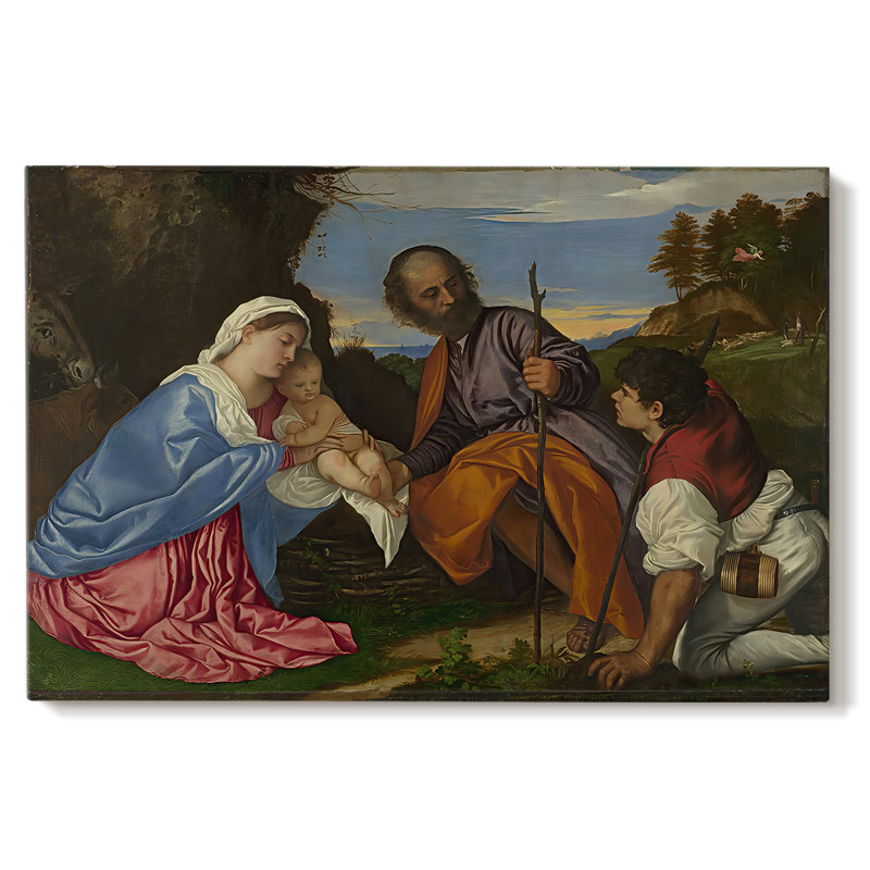 The Holy Family with a Shepherd-Titian-Gallery Wrapped Canvas-c. 1510, 32 x 48