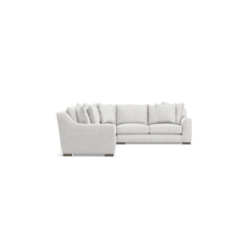 Gabi 5-Piece Fabric Sectional, 35" H x  140" W x 110" D, White Polyester, Right Hand Facing