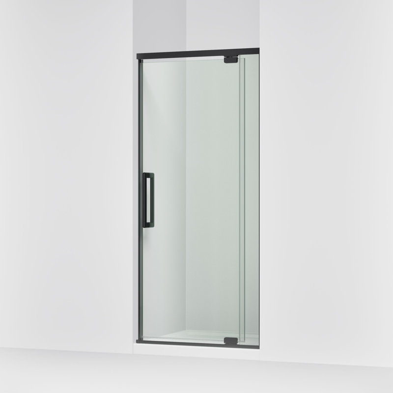 Porte de douche pivotante H 76 po avec verre épais 5/16 po, Noir