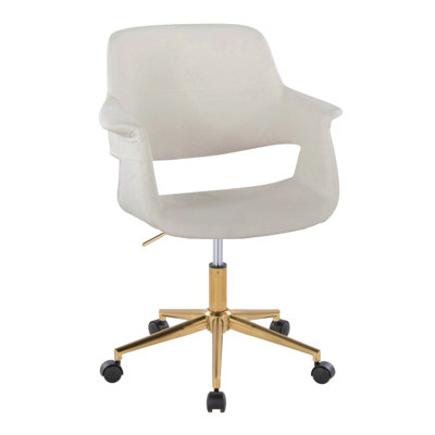 Vintage Flair Mid-Century Modern Office Chair In Gold Metal And Velvet