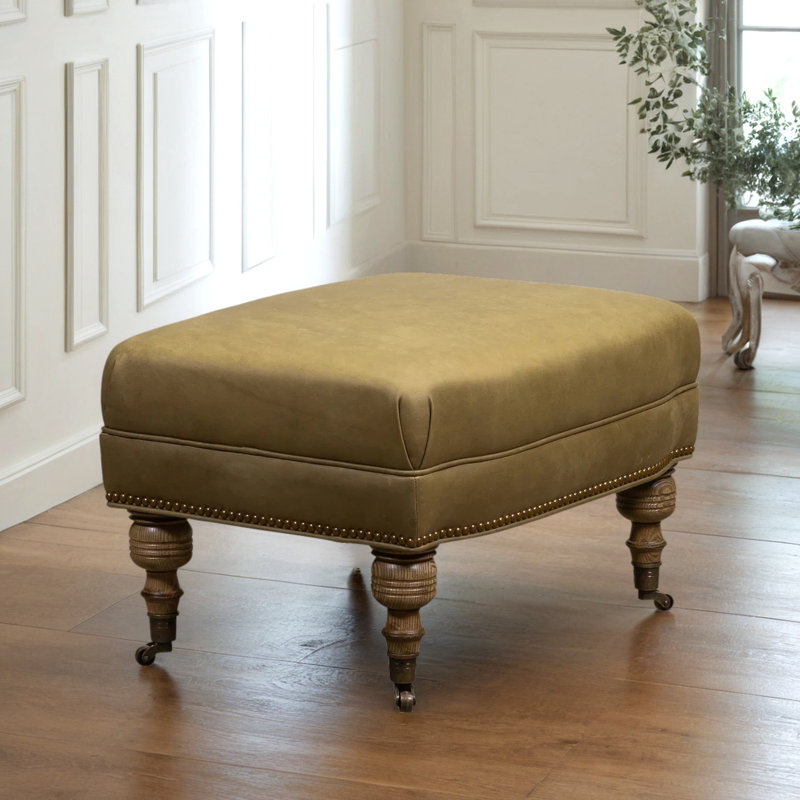 Corrine Ottoman in Linden Chcolate, Angelina Salsa