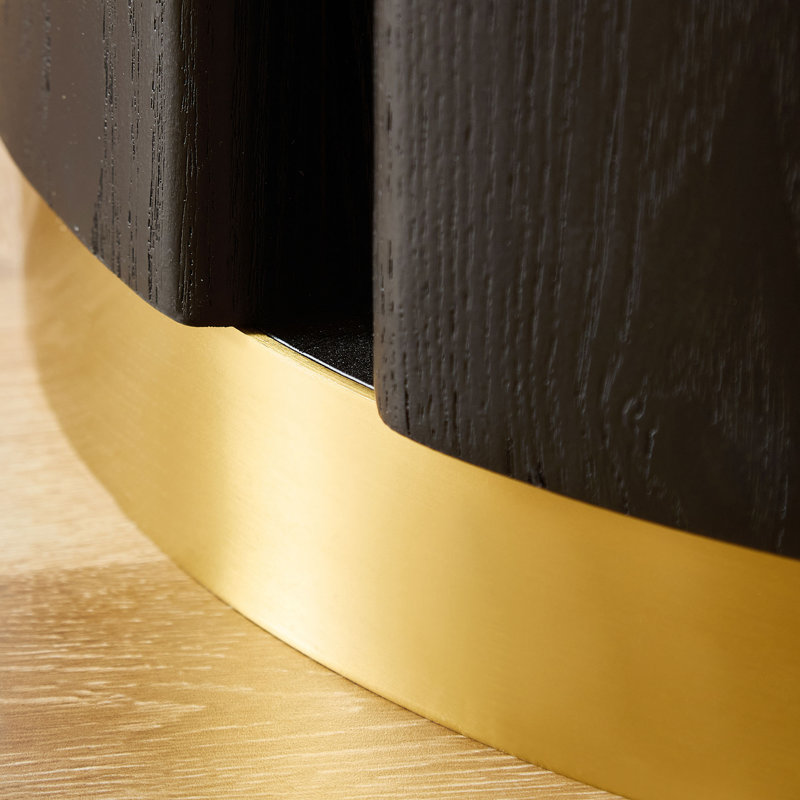 Table basse ronde 35,43 pouces, Black / Black+Gold
