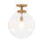 1-Light Ribbed Glass Globe Single Semi-Flush Mount