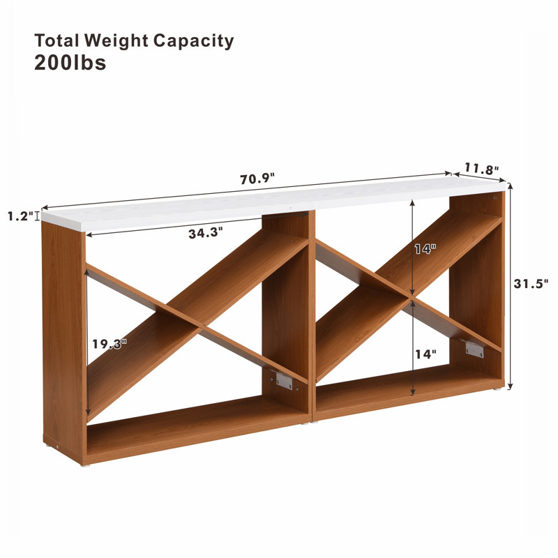 Farmhouse Console Table with X Shape Detachable Design, Ideal for Entryway, Living Room, Foyer and Hallway Storage, White