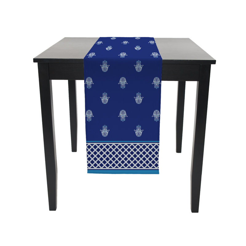 Geometric Table Runner, 108" L x 14" W, Blue