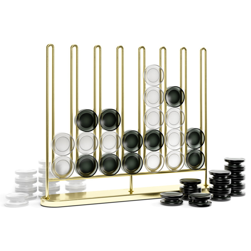 Modern Brass and Frosted Acrylic Connect Four Game