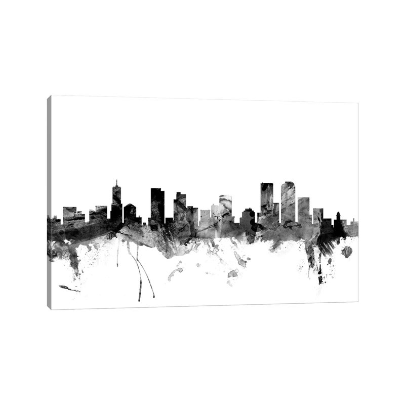 Denver, Colorado In Black & White by Michael Tompsett - Wrapped Canvas Gallery-Wrapped Canvas Giclée, 20.32 cm H x 30.48 cm W