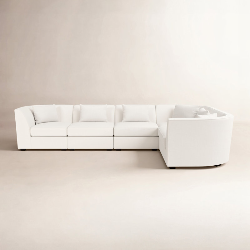 Krista 6-PC Curved Modular Sectional, Macarena Beige Basketweave