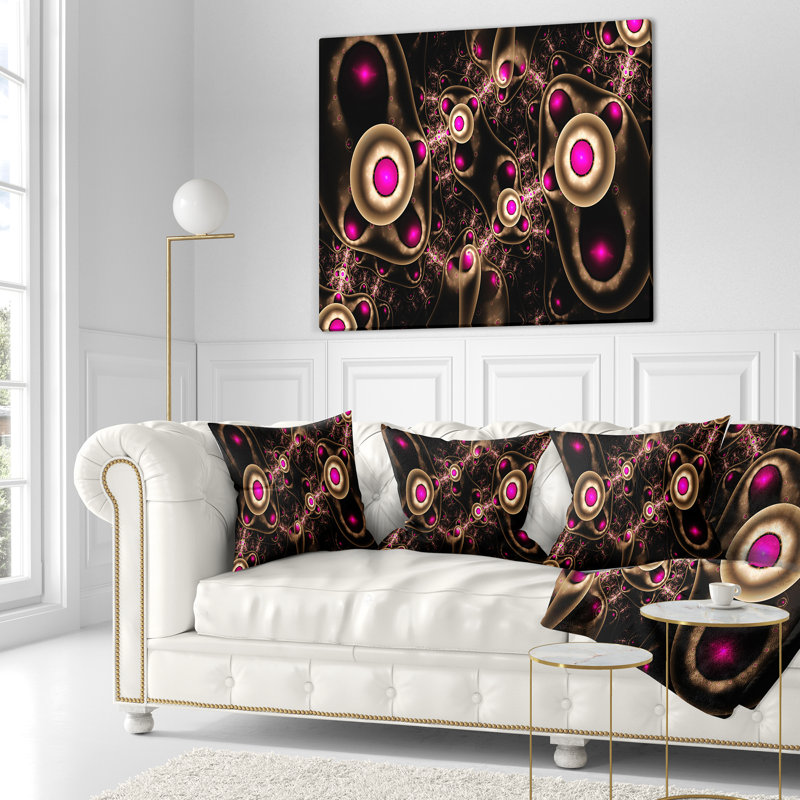 Conception abstraite mauve en 3D - oreiller imprimé abstrait, 16 po x 1 po, Coussin décoratif