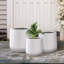 Tali 3 Piece Round Concrete Planter, Outdoor Indoor Large Planter Pots Containers with Drainage Holes for Set-2097808895