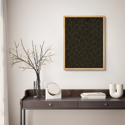 Reproduction d'art murale encadrée - Motif géométrique moderne sur fond noir, art contemporain pour le salon ou le bureau
