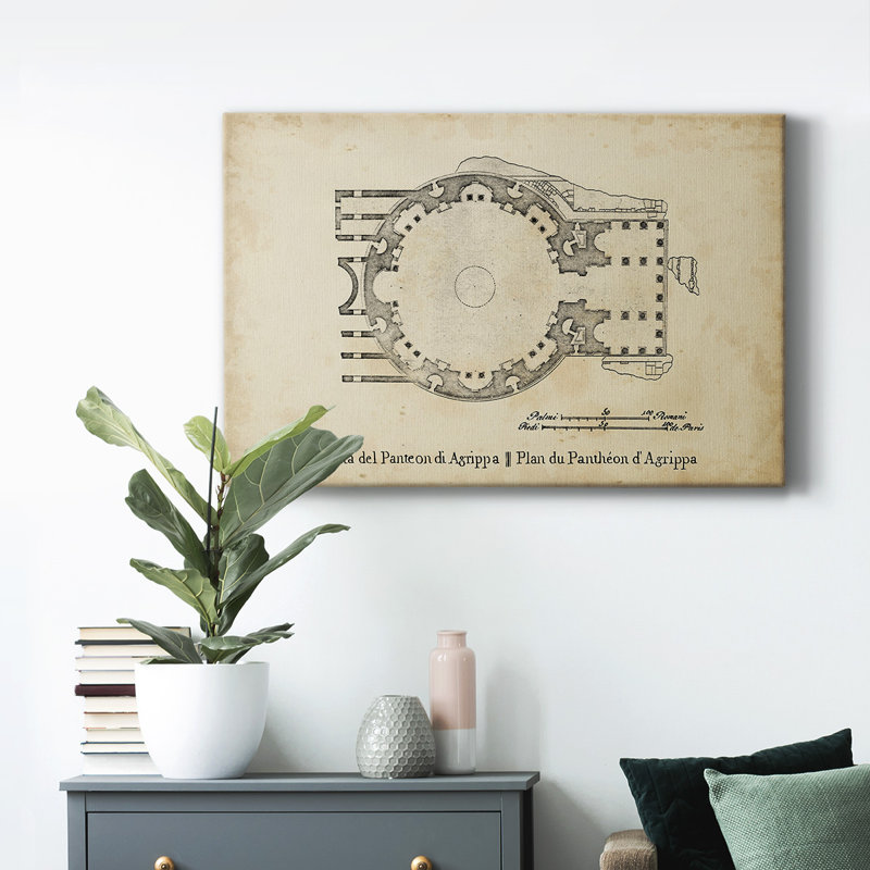 Plan for the Pantheon - reproduction d'art sur toile tendue, H 8 po x l 12 po x P 1 po