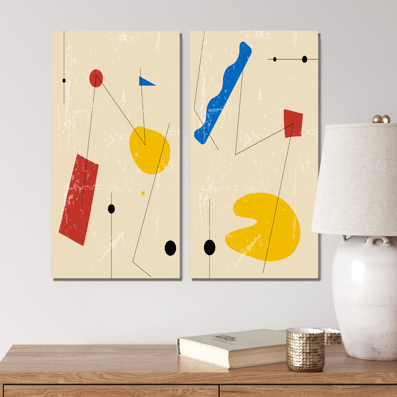Minimal Elementary Mid Century Forms I - ensemble de 2 impressions, Toile tendue, H 20 po x l 24 po x P 1 po