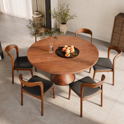 Ensemble de table de salle à manger Mid-Century en bois massif pour repas mémorables (1 table, 4 chaises / 6 chaises)