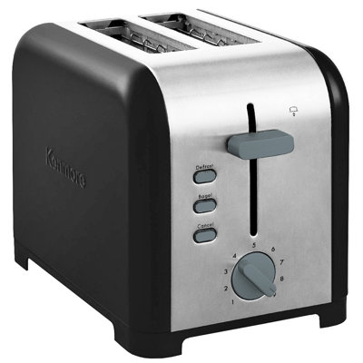 Kenmore 2 Slice Stainless Steel Toaster with Extra Wide Slots, Bagel & Defrost Functions, Adjustable Browning Control