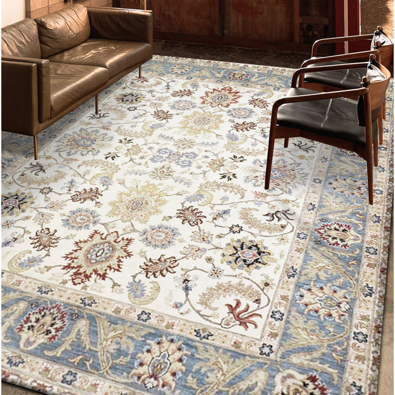 Oriental Area Rug in Beige/Wine/Light Blue, Rectangle 9' x 12'