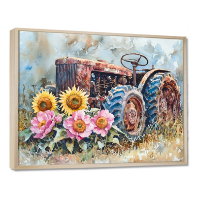 Doras tournesols par le vieux tracteur II - ferme, art mural