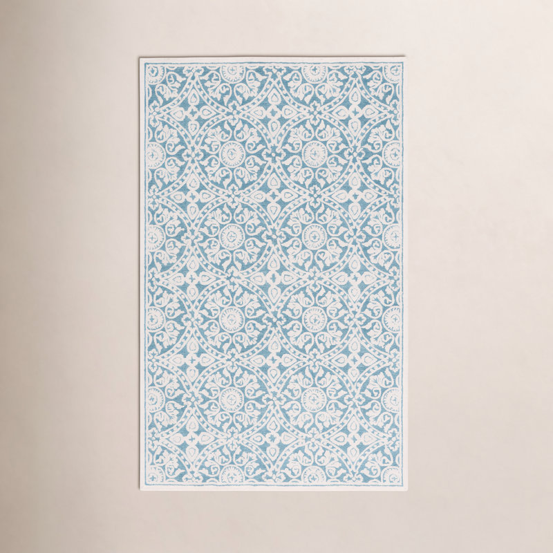 Tapis géométrique en laine touffeté à la main, Rectangle 6 pi x 9 pi