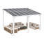 14 pi. L 10 pi. D Pergola d'extérieur en métal avec abri de jardin pour terrasse et toit incliné