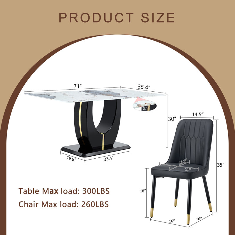 Dining Table Set For 8, Black, 9