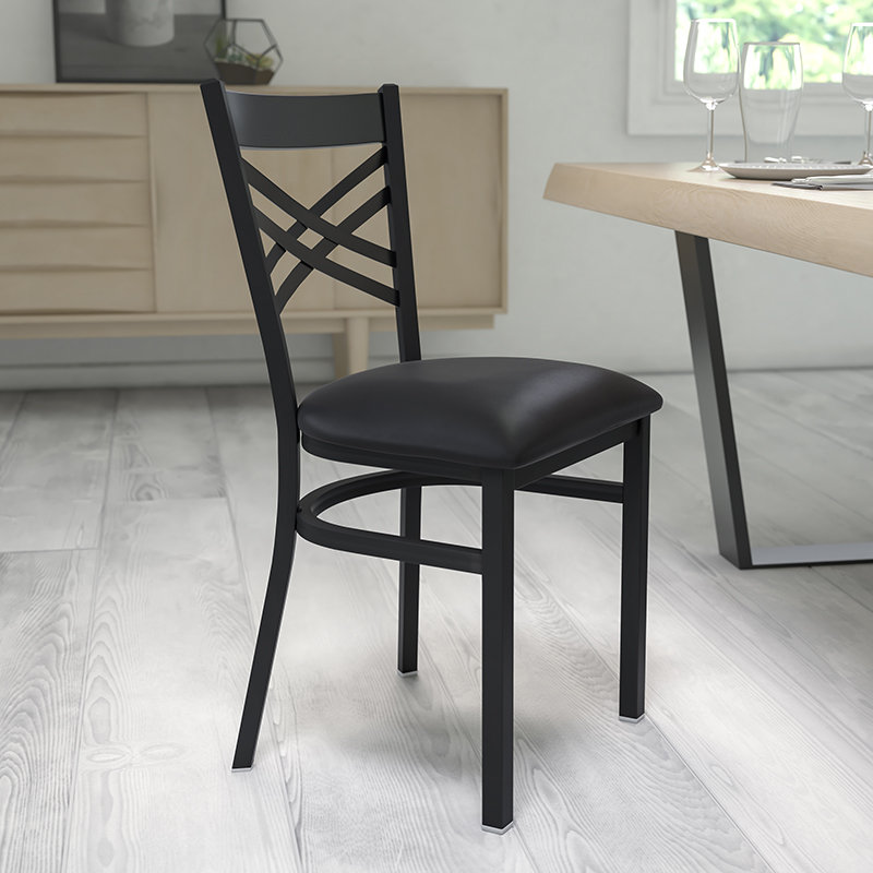 Prompton 'X'' Metal Restaurant Chair, 1, Black