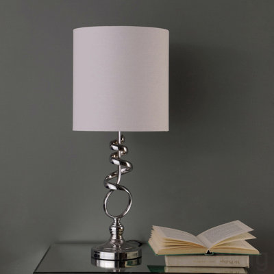 Table Lamp  - Abstract Brushed Silver Metal