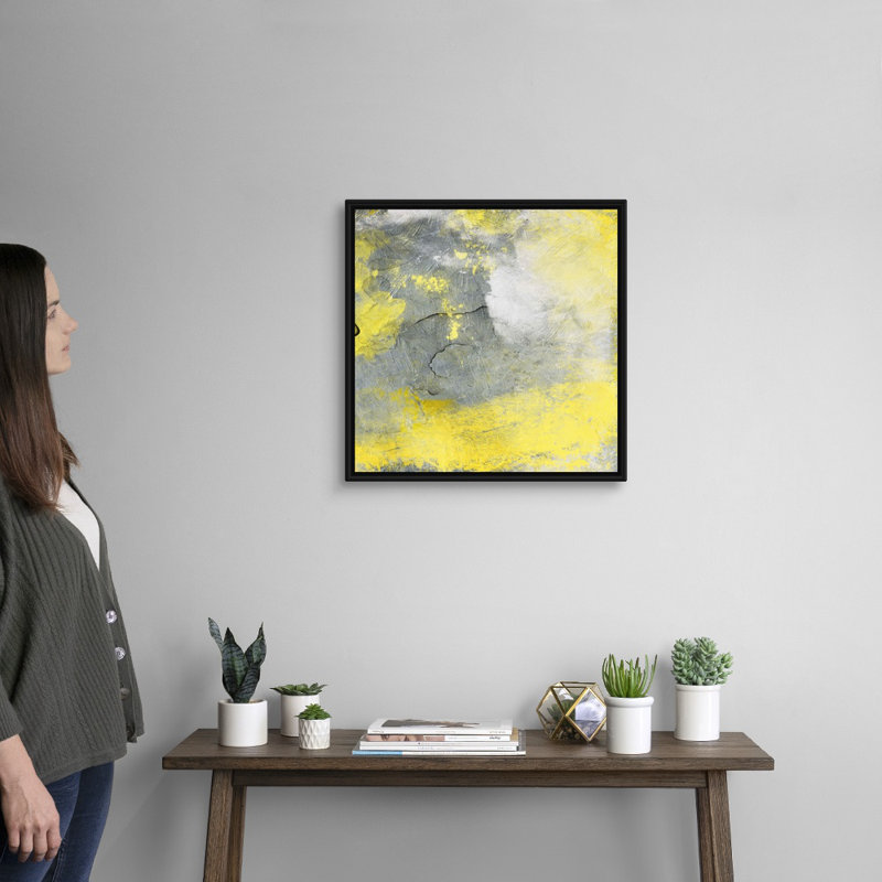 «Cosmic Yellow II» par Jace Gray - reproduction sur toile, H 22 po x l 22 po x P 1,75 po, Cadre noir