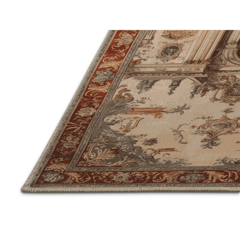 Tapis brun français lavable à la machine, Carré 3 pi