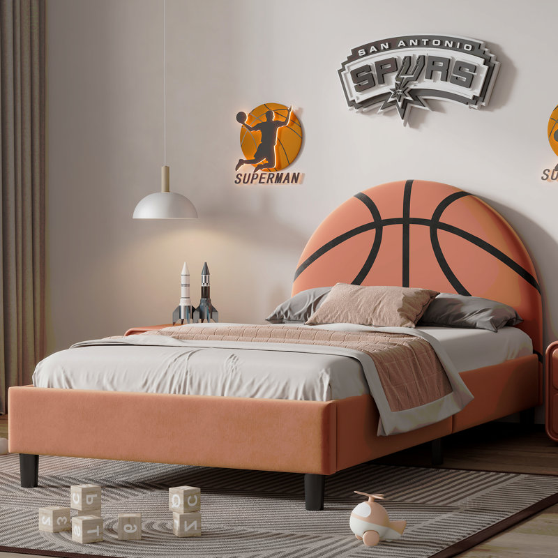 Lit plateforme simple Basketball Design pour enfants, garçons et filles