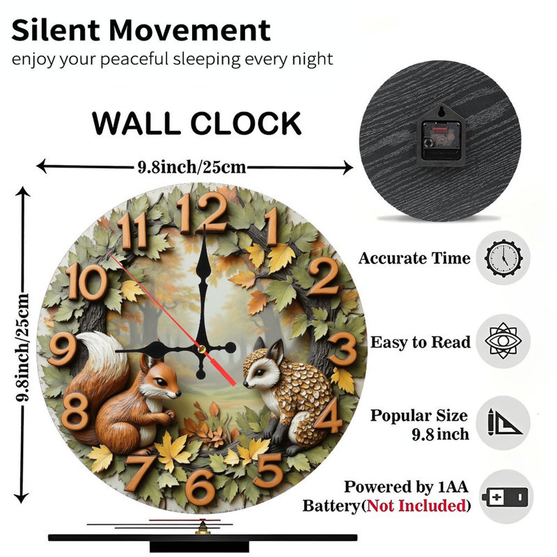 horloge écureuil forêt d'automne