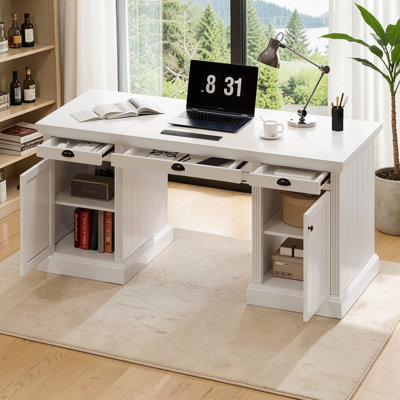 Modern Executive Veasey with 2 Storage Cabinet and 3 Drawers