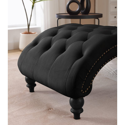 Chaise longue d'intérieur avec capitonnage à boutons et garniture cloutée pour le salon, le bureau et la chambre à coucher