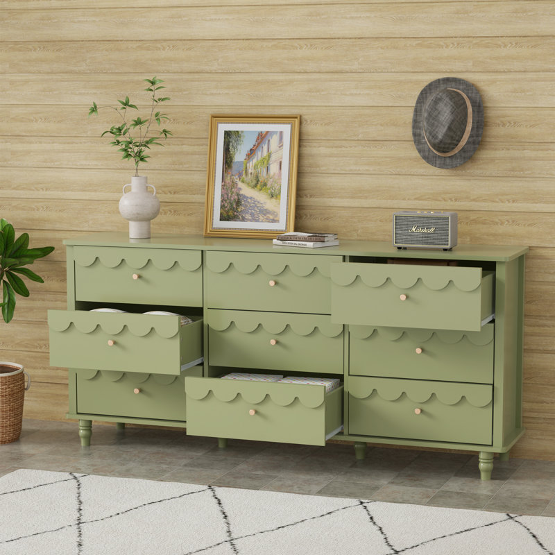 Commode à 9 tiroirs l 63,1 po, Vert