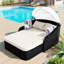 Adjustable Sunshade Sunbed For Outdoor Use - Double Lounge, Pe , Black , Beige Pillow Shifting Canopy-1467335991