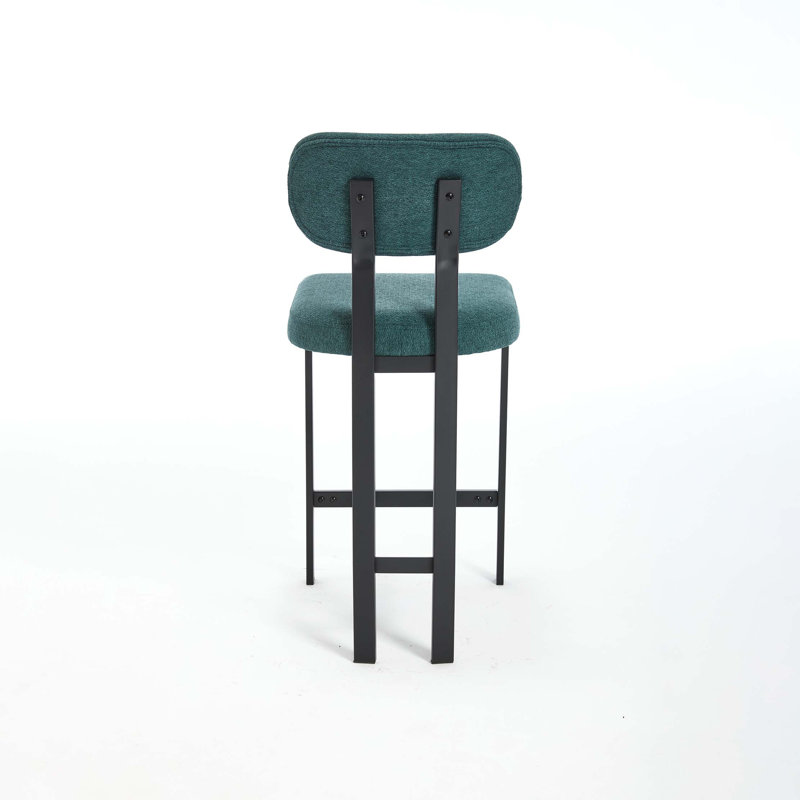 Bar Stools Set Of 2, Modern Upholstered Fabric Counter Height Barstools, Kitchen Island Chairs With Metal Legs, Antique Green