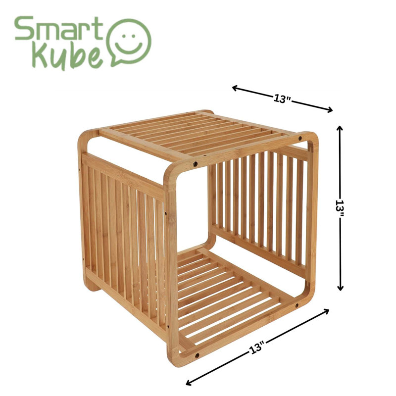 Smart Kube Bamboo Cube Storage, 13" Stackable Shelf Organizer, Natural
