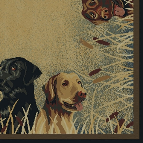 Tapis beige / noir à motif de labradors Springtown, 5 pi 3 po x 7 pi 6 po