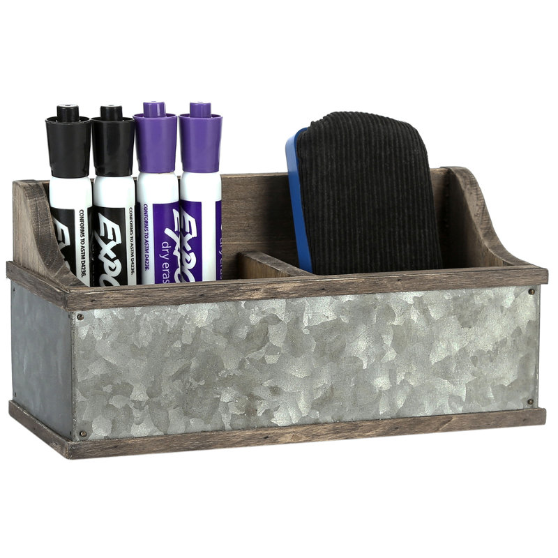 Iron Solid Wood Magnetic Reclaimed Style Markers Desk Organiser