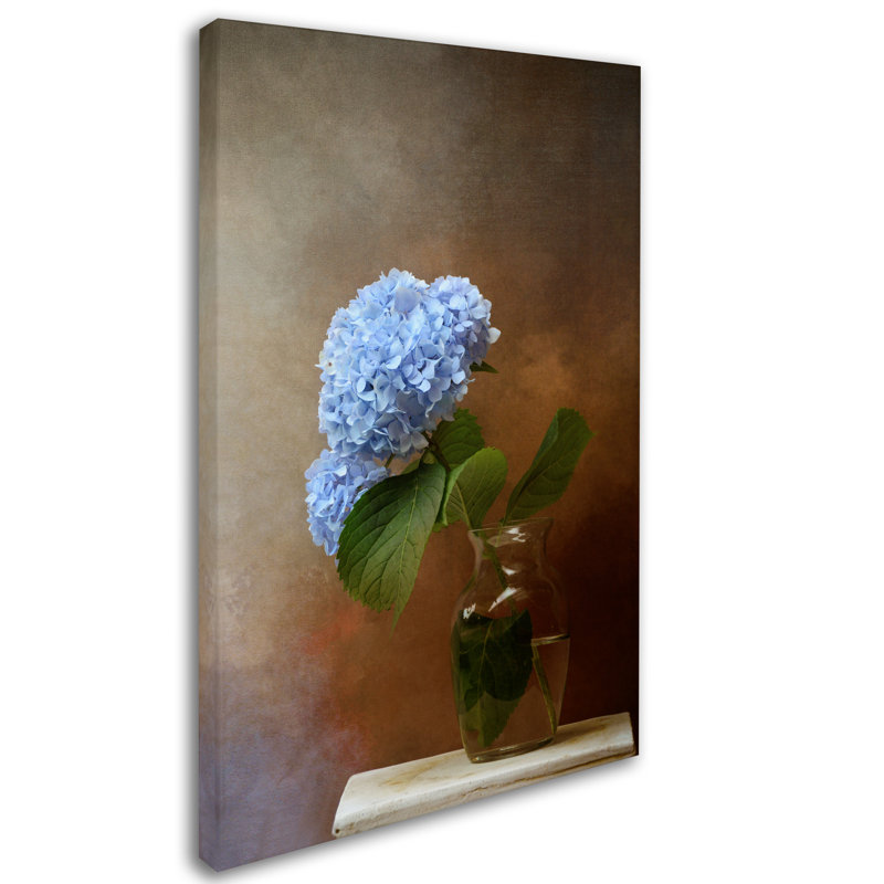 Blue Hydrangea in Vase Canvas Print, 37" x 49"